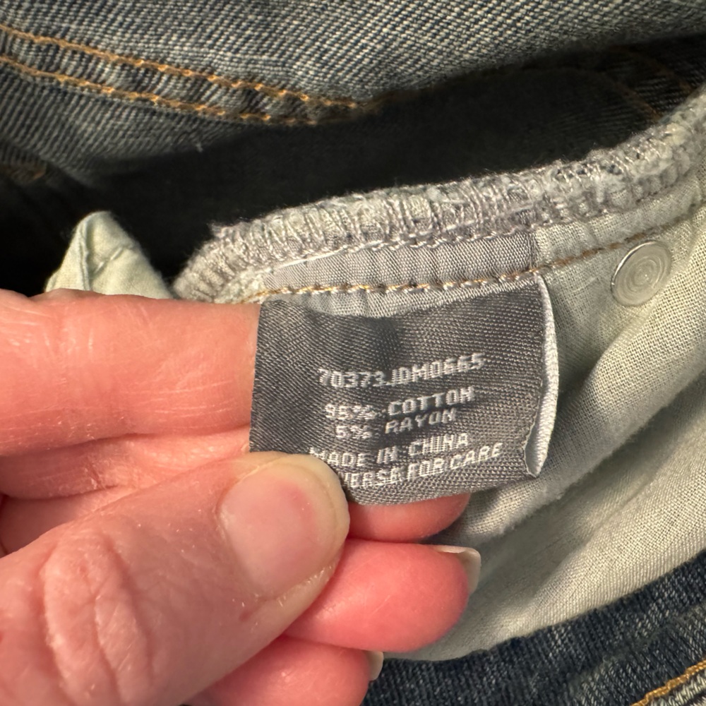 New Cali 1850 star patched low rise baggy blue jeans Sz 11 denim 30 tinted wash - Picture 12 of 16